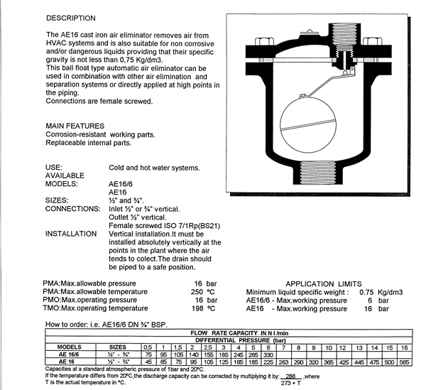 Air Eliminator for Water 